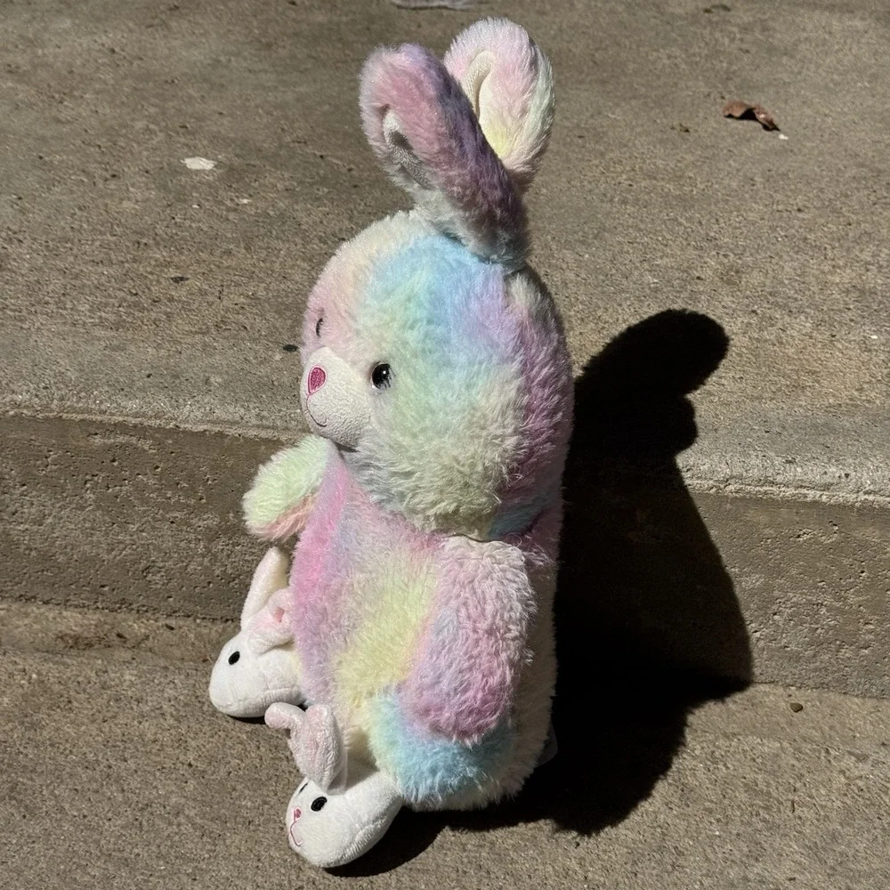 Tyedye‎ Bunny Plush Wearing Bunny Slippers Rainbow Pastel